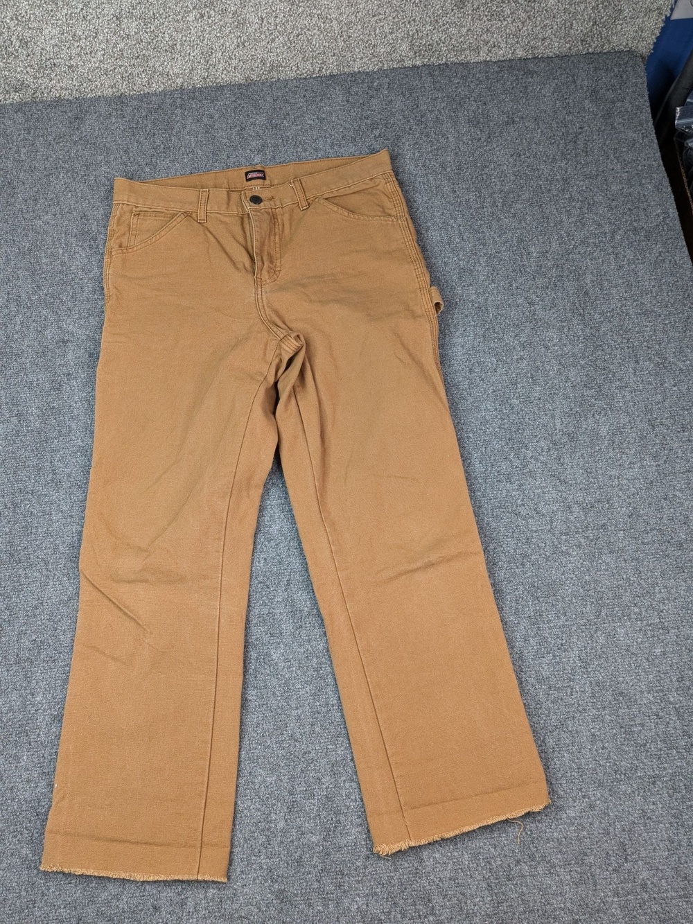 Dickies Pants Boys 16 Brown Canvas Carpenter Relaxed Fit Workwear Teens Youth